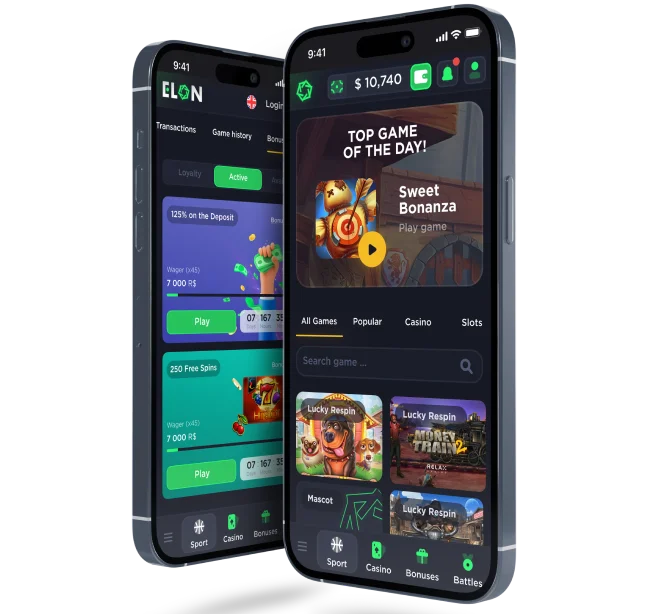 Screenshots of ElonBet's user-friendly Android mobile application interface, demonstrating seamless navigation and game access.