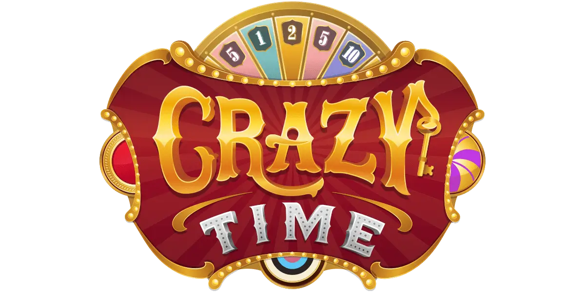 Live casino game show 'Crazy Time' with a large money wheel and bonus game sections, representing interactive entertainment and diverse payouts.