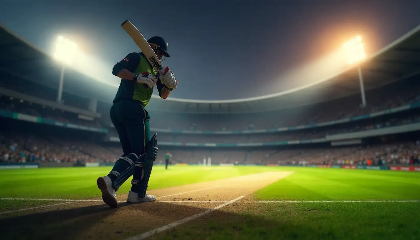 Live cricket match in a stadium, symbolizing intense betting opportunities on global and local tournaments like BPL, IPL, and ICC World Cup.